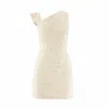 Avenue No.29 Women's Asymmetric Neckline Boucle Mini Dress - Gold In Gold