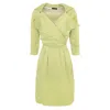 Avenue No.29 Women's Green Lapel Wrap Viscose Midi Dress - Lime In Green