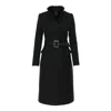 Avenue No.29 Women's Midi Length Wool Coat With Belt - Black In Black