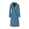 Avenue No.29 Women's Midi Length Wool Coat With Belt - Blue In Blue