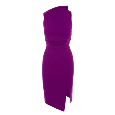 Avenue No.29 Women's Pink / Purple Bodycon Midi Dress With Leg Slit - Purple In Pink/purple