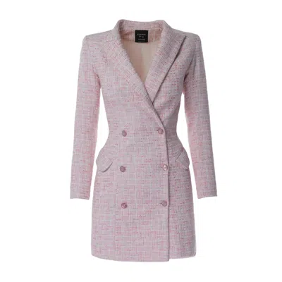 Avenue No.29 Women's Pink / Purple Double Breasted Boucle Blazer Dress - Pink In Pink/purple