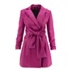 Avenue No.29 Women's Pink / Purple Eco Leather Blazer Dress With Bow In Pink/purple