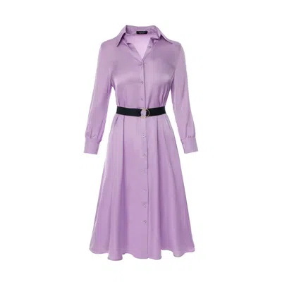 Avenue No.29 Women's Pink / Purple Midi Shirt Dress With Leather Belt In Pink/purple