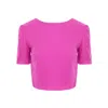 Avenue No.29 Women's Pink / Purple Viscose Cropped Blouse With Back V Cut - Pink In Pink/purple