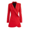 Avenue No.29 Women's Asymmetric Double Breasted Wool Blazer - Red In Red