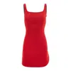 Avenue No.29 Women's Red Bodycon Mini Dress With Straps And Rounded Side Slit In Red