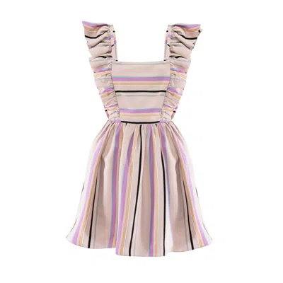 Avenue No.29 Women's Ruffle Short Dress In Stripes In Multi