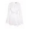 Avenue No.29 Women's Satin Short Dress With Arm Slit - White In White