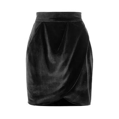Avenue No.29 Women's Velvet Wrap Mini Skirt – Black