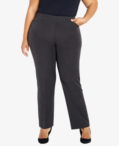 Avenue Plus Size Cool Hand Wide Leg Trouser Classic Regular Length Pant In Charcoal