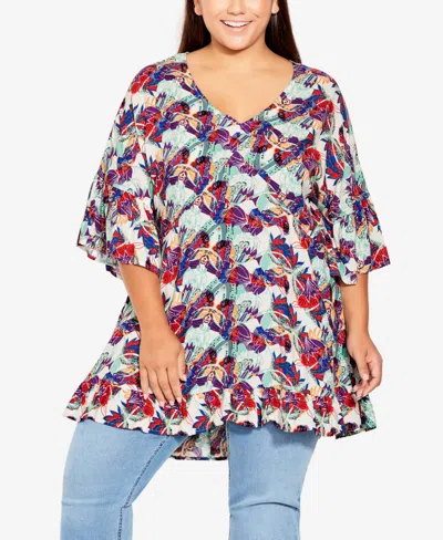 Avenue Plus Size Harper Tunic Top In Abstract