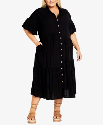 Avenue Plus Size Kaitlyn Maxi Dress In Black