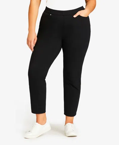 Avenue Plus Size Knit Pull On Petite Length Jean In Black