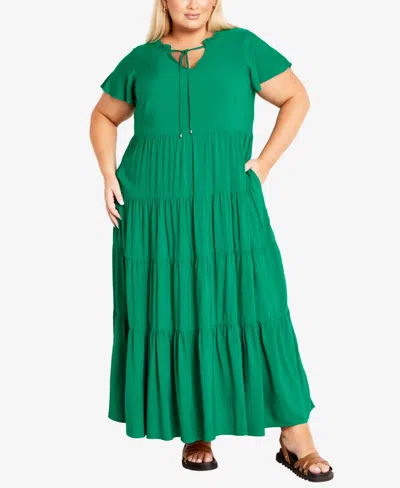 Avenue Plus Size Lani Maxi Dress In Green