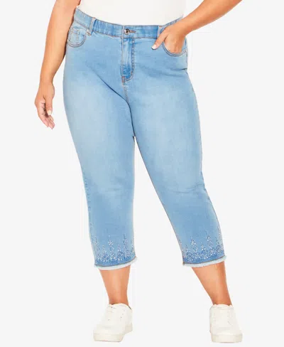 Avenue Plus Size Nikita Crop High Rise Jean In Light Wash