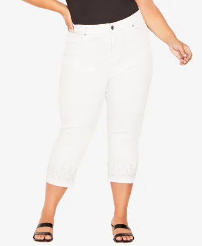 Avenue Plus Size Nikita Crop High Rise Jean In White