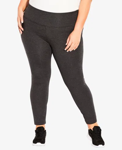 Avenue Plus Size Pima High Rise Tall Length Legging Pant In Charcoal