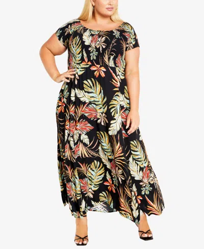 Avenue Plus Size Raelynn Print Maxi Dress In Tropicana