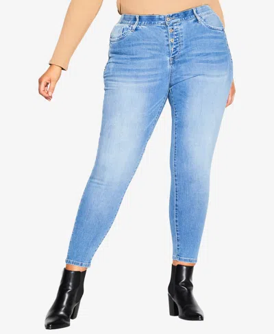 Avenue Plus Size Serendipity Zip Skinny Jean In Indigo