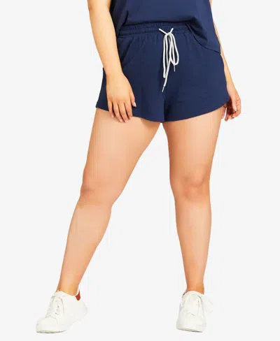 Avenue Plus Size Simple Day Mini Short In Navy