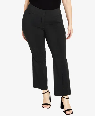 Avenue Plus Size Super Stretch Regular Length Trouser Pant In Black