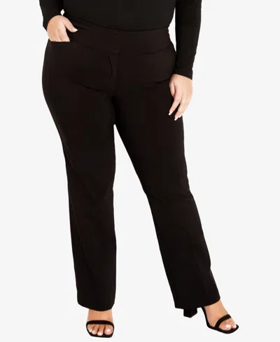 Avenue Plus Size Super Stretch Tall Length Trouser Pant In Black