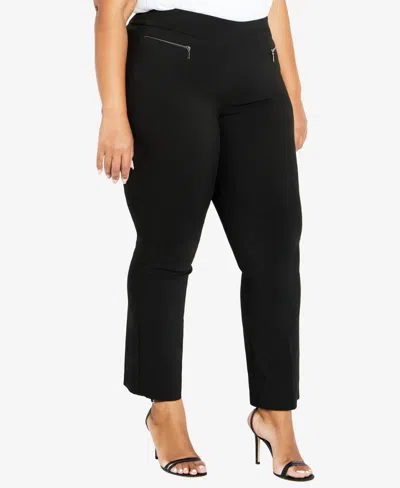 Avenue Plus Size Super Stretch Zip Regular Length Pant In Black