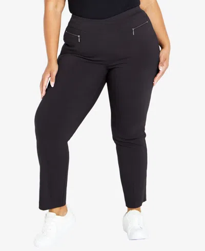 Avenue Plus Size Super Stretch Zip Regular Length Pant In Black