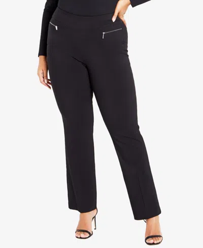 Avenue Plus Size Super Stretch Zip Tall Length Pant In Black