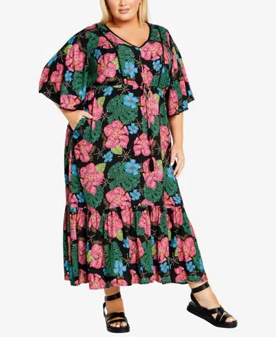 Avenue Plus Size Utopia Maxi Dress In Passion In Positano