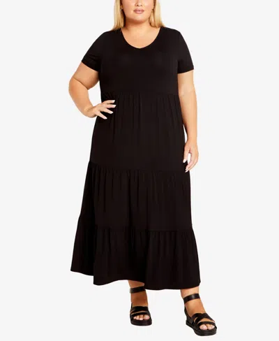 Avenue Plus Size Whitney Maxi Dress In Black