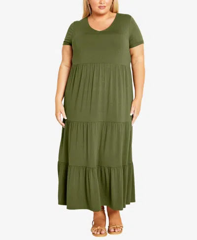 Avenue Plus Size Whitney Maxi Dress In Olive