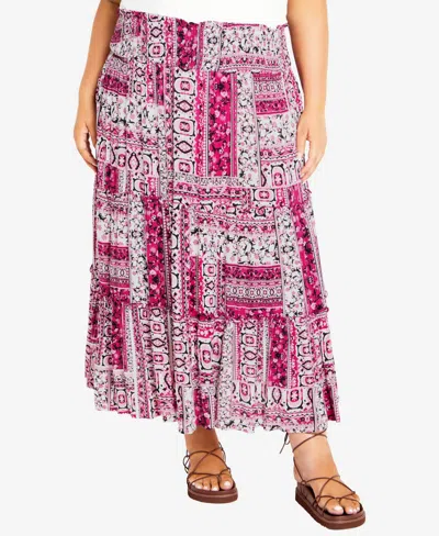 Avenue Plus Size Zoey Maxi Skirt In Patch Perfect