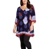 Avenue Plus Tunic Harper Brd Womens Printed Viscose Tunic Top In Blue