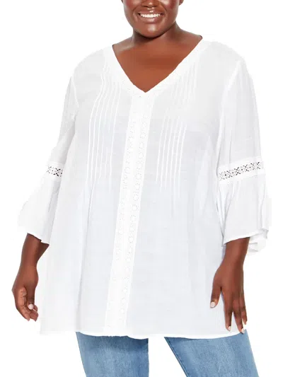 Avenue Plus Womens Blouse In White