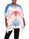 AVENUE PLUS WOMENS BOATNECK SHEER TUNIC TOP