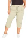 Avenue Plus Womens High Rise Drawstring Capri Pants In Beige