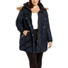 Avenue Plus Womens Lined Quilted Puffer Jacket In Black