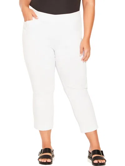 Avenue Plus Womens Mid-rise Straight Leg Cropped Pants In White
