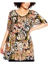 Avenue Plus Size Swing Panel Print Tunic Top In Multi