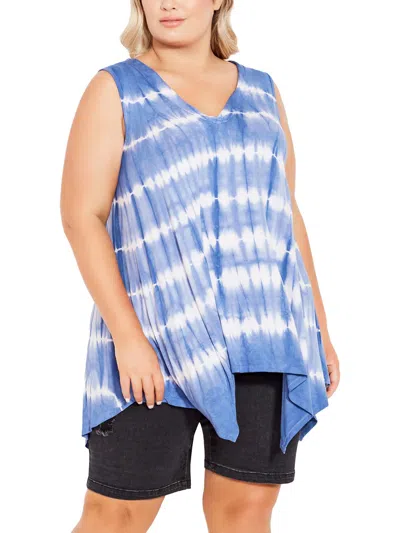 Avenue Plus Womens V Neck Tie Dye Shell In Multi