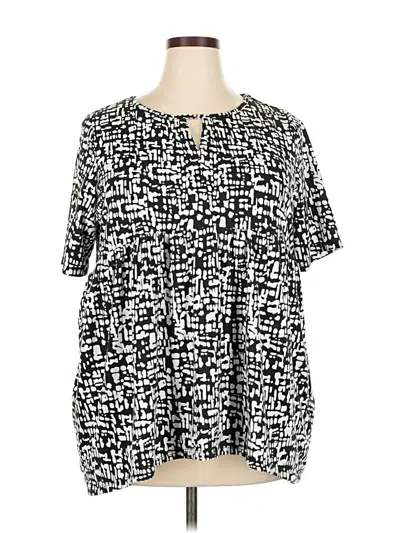 Pre-owned Avenue Short Sleeve Blouse In Black