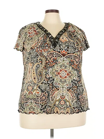 Pre-owned Avenue Short Sleeve Blouse In Black