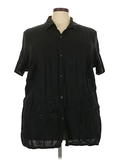 Pre-owned Avenue Short Sleeve Blouse In Black