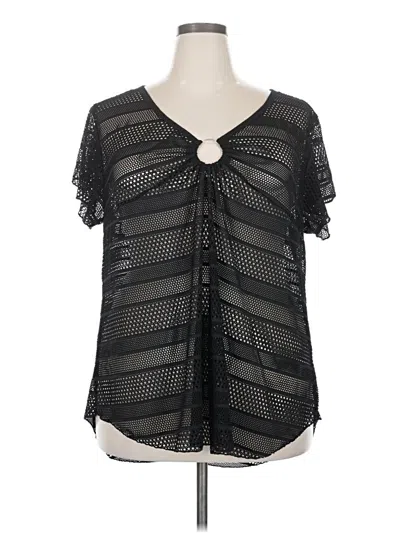 Pre-owned Avenue Short Sleeve Blouse In Black
