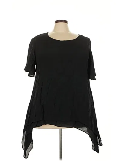 Pre-owned Avenue Short Sleeve Blouse In Black