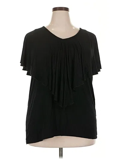 Pre-owned Avenue Short Sleeve Blouse In Black