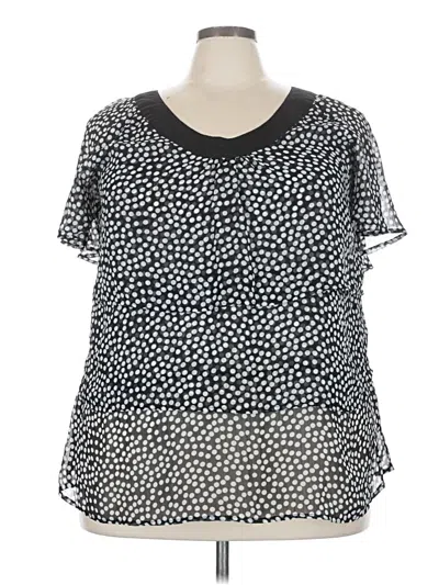 Pre-owned Avenue Short Sleeve Blouse In Black