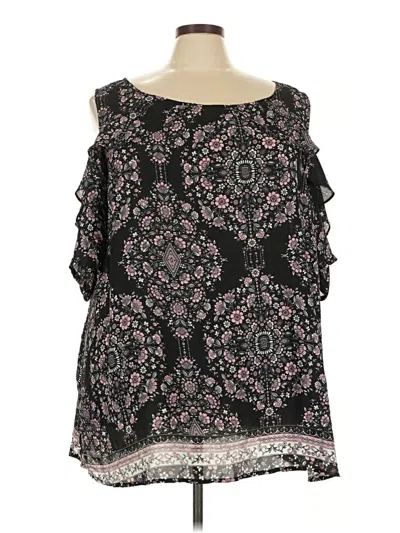 Pre-owned Avenue Short Sleeve Blouse In Black